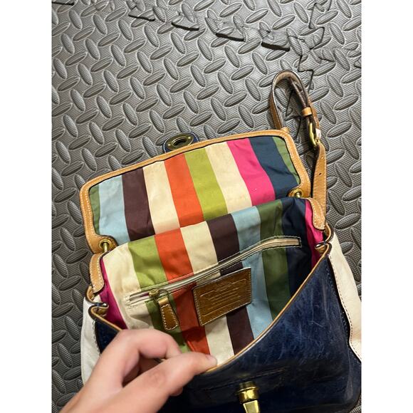 Coach Legacy Willy Colorblock Blue White Leather 70th Anniversary Crossbody‎ Bag - Picture 7 of 10